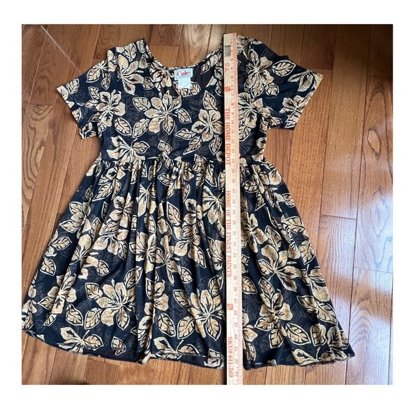 Vintage Cole Illusion Mesh Baby Doll Top, Floral, Black/Orange, size Medium - Picture 6 of 9